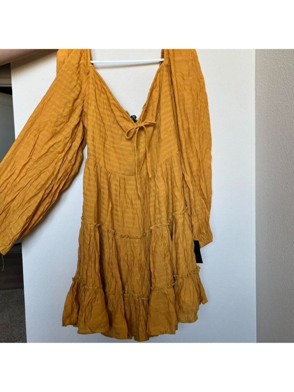 Yellow dress with bell sleeves tie front #boho #festival #summer #cute #vacation